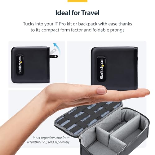 StarTech 100W GaN USB-C Wall Charger, Power Adapter for MacBook Pro/Air | Dell XPS, iPhone 15/Pro, iPad Pro, 2x USB-C/2x USB-A, Fast Charging Portable GaN Charger