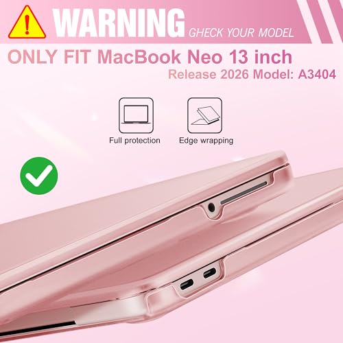May Chen for MacBook Neo 13 inch Liquid Retina Display ((2026 Release A3404), Slim & Lightweight Protective Case with Screen Protector&Keyboard Cover&Dust Plug, Frosted Blush - color: Frosted Blush