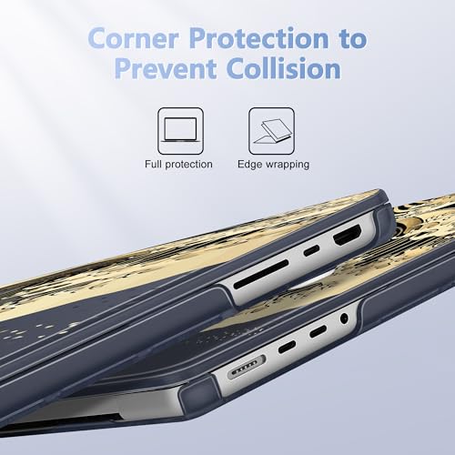 May Chen for 2026 MacBook Pro 14-inch M5 M4 M3 M2 M1 Pro/Max Chip, Release 2026 2025-2021, Model A3427 A3426 A3434 A3112 A3401 A3185, Plastic Hard Shell with Keyboard Cover, Black Sea Wave - color: Black Sea Wave