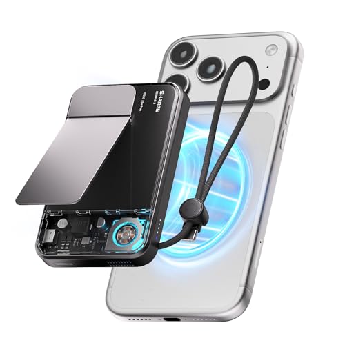 sharge for MagSafe Power Bank Qi2.2 25W 10000mAh Magnetic Portable Charger | ICEMAG 3 with 35W USB-C Fast Charging & Active Cooling & Built-in Cable, Transparent RGB Wireless Battery Pack - style: Classic