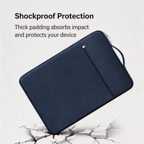 RAINYEAR 14 inch Laptop Sleeve Case Bag with Handle & Pocket, Navy Blue | Protective Padded Polyester Laptop Sleeve Case Briefcase Compatible with 14 Inch Notebook Computer Chromebook - color: Navy Blue, size: 14"