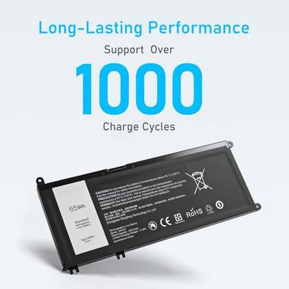 Upgraded 65Wh 33YDH Laptop Battery Replacement for Dell Inspiron 17 7773 7786 7779 7788 2-in-1 15 7577 G5 5587 G3 3579 G7 7588 Latitude 3580 3590 3490 3380 and More - size: 9.5*4.12*0.38inch 33YDH