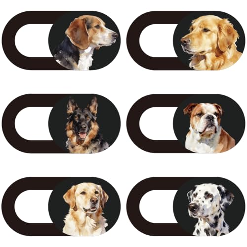 6Pcs 6 Styles Dog Camera Cover Slide Cute Laptop Accessories 0.04 Inch Ultra Thin Webcam Cover Slide Dog Phone Computer Camera Privacy Blocker for Laptop Desktop Computer Notebook Mini PC - color: Dog-2