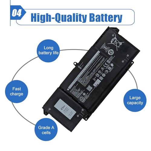7FMXV 63Wh Laptop Battery Replacement for Dell Latitude 5320 7320 7420 7520 Series TN2GY 0TN2GY 9JM71 4M1JN 1PP63 727CG HDGJ8 MHR4G CN-0727CG CN-0TN2GY 15.2V 3941mAh - size: 10.43*3.71*0.26 inch 7FMXV