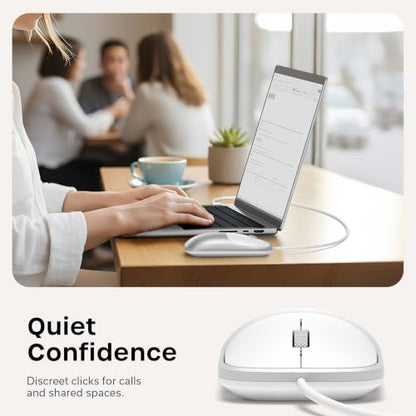Satechi Slim LX Wired Mouse, Aluminum USB-C Design, Silver | Quiet click performance, for Mac and PC setups - color: Silver