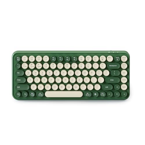 Mini Bluetooth Keyboard, 85-Key Typewriter Round Keys (Green) | Compact wireless design with multi-device connection, compatible with Windows laptop, desktop, Mac, tablets - color: Green
