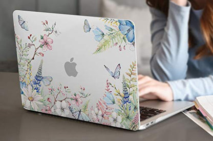 Batianda LumiArt Case for MacBook Air 13 inch 2018-2020, Elegant Flowers | Fits Model A2337 M1/A2179/A1932, 4-in-1 Bundle with Butterfly Floral Design, Slim Hard Shell for Women and Garden Lovers - color: Elegant Flowers
