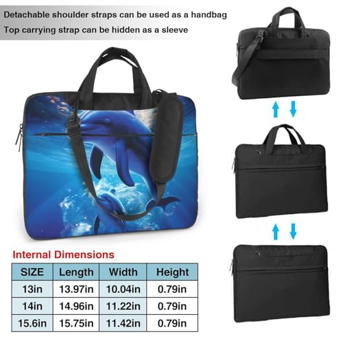 Cute Dolphins Laptop Bag for Women Computer Bag Shoulder Laptop Sleeve Business Work Briefcase - size: 15.6 inch