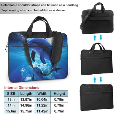 Cute Dolphins Laptop Bag for Women Computer Bag Shoulder Laptop Sleeve Business Work Briefcase - size: 15.6 inch