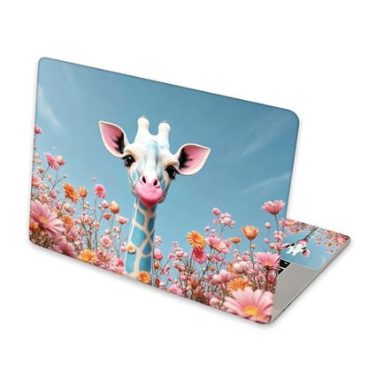 Universal Laptop Skin Sticker for 12/13/14/15.6 Inch Laptops, Reusable Vinyl Laptop Decal Cover, Waterproof Scratch Resistant Notebook Skin with 2 Wrist Pads,Cute Giraffe - color: Cute Giraffe