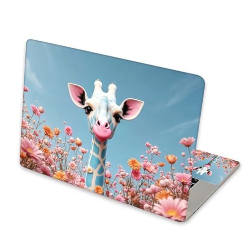 Universal Laptop Skin Sticker for 12/13/14/15.6 Inch Laptops, Reusable Vinyl Laptop Decal Cover, Waterproof Scratch Resistant Notebook Skin with 2 Wrist Pads,Cute Giraffe - color: Cute Giraffe