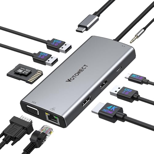 10-in-1 USB C Hub with 4K HDMI Adapter, SD/TF Card Reader, 100W PD Charging, 2 USB 3.0 Ports, and 2 usb2.0 Ports for MacBook Pro/Air, Dell XPS, Lenovo ThinkPad, etc. (10-in-1 VGA) - style: 10-in-1 VGA