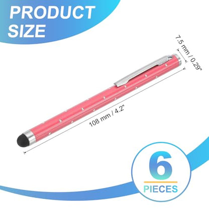 PATIKIL Stylus Pens for Touch Screens, 6 Pcs High Precision Universal Bling Stylus Crystal Metal Capacitive Pen for Touch Screen Devices Phone Tablets Laptop, Pink - color: Pink