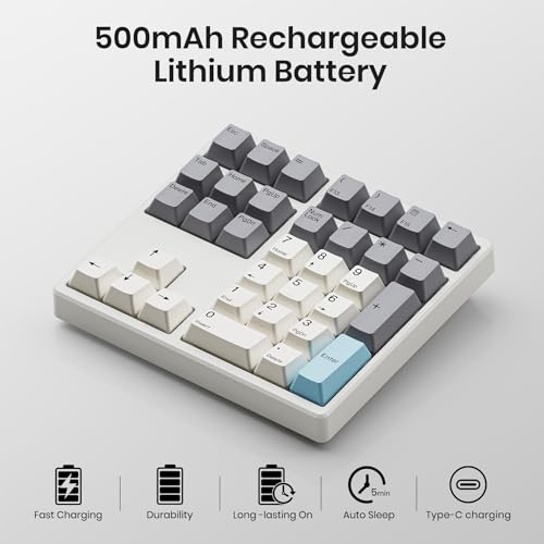 Kisnt Wireless Mechanical Numpad, Full-Function for Heavy Excel Financial | 34 Keys Hot Swappable, 2.4GHz Rechargeable, Laptop Macbook PC Desktop Compatible (Red Switches)