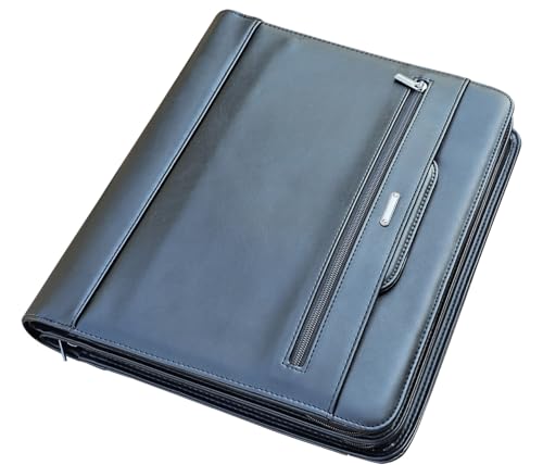 Mens Leather Briefcases Office Attorney Attache Case Ideal Gift Messenger Bag w/Padded Compartment,Black - color: Black - Fits 14" Laptop W/ Built in Portfolio