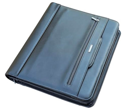 Mens Leather Briefcases Office Attorney Attache Case Ideal Gift Messenger Bag w/Padded Compartment,Black - color: Black - Fits 14" Laptop W/ Built in Portfolio