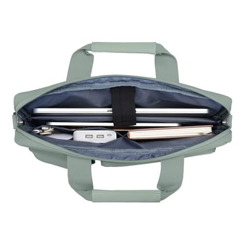 MOSISO Laptop Shoulder Bag 16 inch, 15-15.6 inch Computer Bag | Compatible with MacBook Pro 16 inch, HP, Dell, Lenovo with 2 Raised&1 Flapover&1 Horizontal Pocket&Handle&Belt, Antique Green - color: Antique Green, size: 16 inch