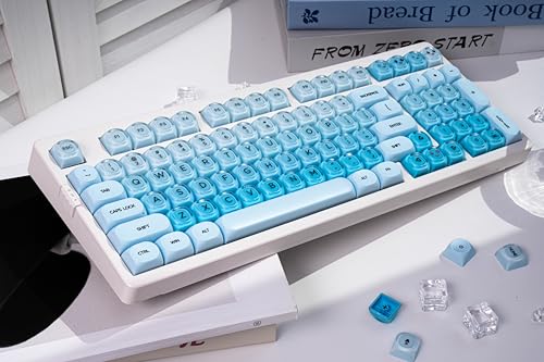 ZORNHER ZH980 Foundation Wireless Mechanical Keyboard,95% Blue Creamy Keyboard with Number Pad,Hot-Swappable Gaming Keyboard,Jelly Keycaps,Creamy Sounding Linear Switches,Hot-Swappable,Full Size - color: Blue Foundation, size: Creamy Switch