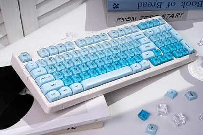ZORNHER ZH980 Foundation Wireless Mechanical Keyboard,95% Blue Creamy Keyboard with Number Pad,Hot-Swappable Gaming Keyboard,Jelly Keycaps,Creamy Sounding Linear Switches,Hot-Swappable,Full Size - color: Blue Foundation, size: Creamy Switch