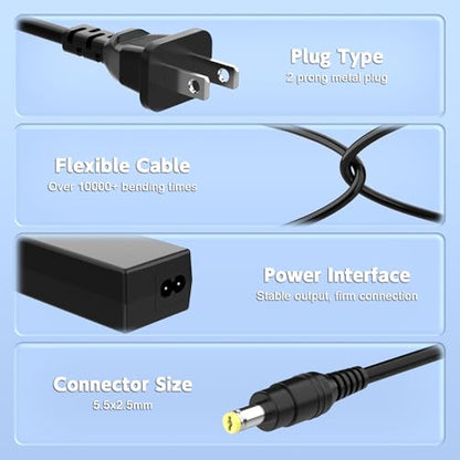 12V 5A 60W Monitor Power Adapter for S-Series 22 24 27 inch | 5.5x2.5mm Tip, 103.5in Cable, FCC CE RoHS, for 22-27in S-Series, Replaces ADP-40DD B PA-1041-71
