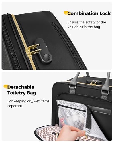 MATEIN Personal Item Rolling Briefcase with Large Wheels, Airline Approved Rolling Laptop Bag Women Men Roller Computer Bag 17.3 Inch, 18x14x8 Anti Theft Underseat Carry On Luggage for Travel Work