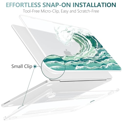 Batianda Case for MacBook Neo 13 Inch 2026 Model A3404, Aqua Wave | 4-in-1 Laptop Accessories Bundle with Aqua Ocean Wave Art, Ultra Slim Hard Shell for Beach Lovers and Students - color: Artistic Wave