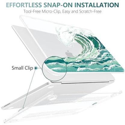 Batianda Case for MacBook Neo 13 Inch 2026 Model A3404, Aqua Wave | 4-in-1 Laptop Accessories Bundle with Aqua Ocean Wave Art, Ultra Slim Hard Shell for Beach Lovers and Students - color: Artistic Wave