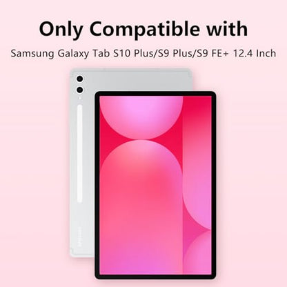 Galaxy Tab S9 FE+/ S9+ /S10+ 12.4 Inch Case with Keyboard, Detachable Bluetooth Keyboard with Pen Holder for Samsung Tab S10+ Plus/S9+ Plus/S9 FE+ Plus 5G 12.4", Pink - color: Pink, size: S9FE+ 12.4"