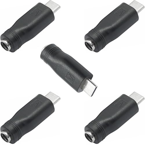 DC Barrel Jack to USB-C Adapter (5-Pack), 2.1 x 5.5mm Female to USB Type-C Male Power Converter for Supplying USB-C Devices from DC Source, for DIY, Arduino, Raspberry Pii - style: DC to USB C