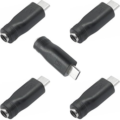 DC Barrel Jack to USB-C Adapter (5-Pack), 2.1 x 5.5mm Female to USB Type-C Male Power Converter for Supplying USB-C Devices from DC Source, for DIY, Arduino, Raspberry Pii - style: DC to USB C