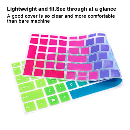 English Silicone Keyboard Cover for HP Envy x360 15.6''Series /2020 2019 Pavilion 15/Pavilion x360 15.6" Series/Envy 17 17.3" Series/Laptop 15t 17t 17-ca0011nr 17-by0040nr,Rainbow - color: Rainbow