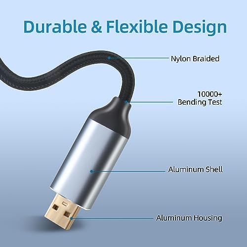 USB to 3.5mm Audio Jack Adapter, TRRS USB to AUX Audio Jack External Stereo Sound Card for Headphone, Speaker, MAC,PS5, PC, Laptop, Desktops...