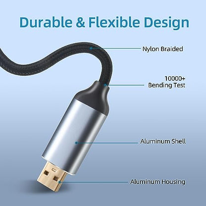 USB to 3.5mm Audio Jack Adapter, TRRS USB to AUX Audio Jack External Stereo Sound Card for Headphone, Speaker, MAC,PS5, PC, Laptop, Desktops...