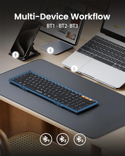 ProtoArc Foldable Bluetooth Keyboard Blue and Ergonomic Mouse Blue