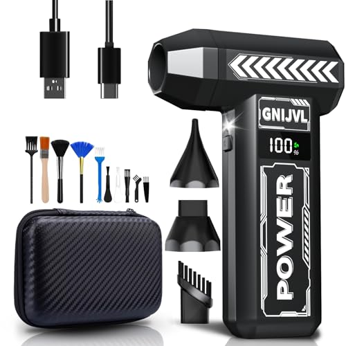 Compressed Air Duster, 150,000RPM 4-Gear Adjustable Super Power Air Blower Electric Air Duster with LED Light,One-tap Booster with 8000mAh Rechargeable Battery for PC, Keyboard, Car, Home Cleaning