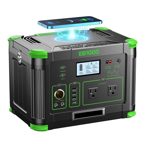 1000W Portable Power Station 999Wh Solar Generator for Outdoor Home | with 120V AC Outlet, 10-Port, PD 60W Fast Charging Backup Battery Pack Power Supply Camping Travel Emergency RV Van Hunting - color: Sliver