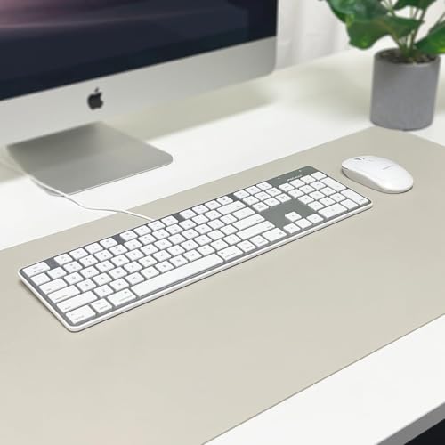 Macally Ultra-Slim USB Wired Keyboard with Number Keypad for Apple Mac Pro, MacBook Pro/Air, iMac, Mac Mini, Laptop Computers, Windows Desktop PC Laptops, Silver (SLIMKEYPROA) - color: Silver Aluminum
