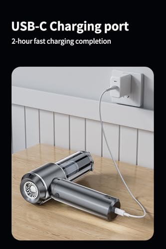 Completely upgraded Car Vacuum,Portable Mini Cordless Cleaner, fast Charging, One-click dust remova, 20000PA Suction Power, 6000mAh Battery Air Blower Wireless Handheld Vacuum for Car,Office and Home