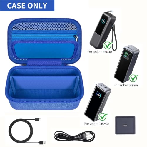 Laptop Power Bank Case for Anker 25000& Prime 27650，Blue | Organizes the Power Bank, Small Cables and 100W Charging Base; Larger 150W Charging Base Does Not Fit, Case Only - color: Blue