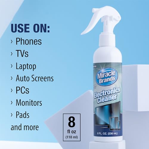 MiracleSpray for Electronics Cleaning, Safe Multisurface Cleaner for Any TV, Phone, Monitor, Keyboard, Screen, Computer, Includes Microfiber Towel - 8 Ounce Kit - size: 8 Fl Oz