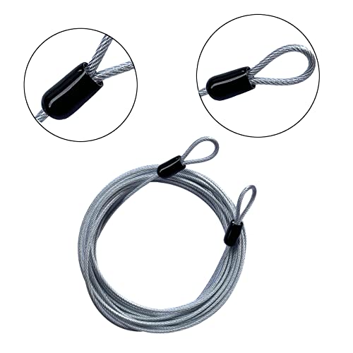 GOMRQING 30FT 3mm Outdoor Travel Long Security Cable Lock,Braided Steel Coated Safety Cable Luggage Lock,Safety Cable Wire Rope Double Loop Lightweight (1 Pack) - size: 30FT-1 Pack