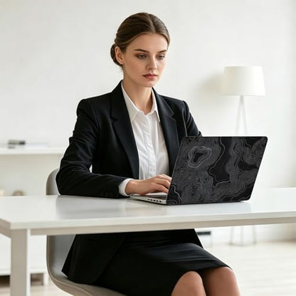 Universal Laptop Skin Decal, 3-Piece Vinyl Protector for 12 13 14 15.6" Notebook, Waterproof Anti-Scratch, Easy Trim & Bubble-Free Finish, Topographic Map Bold Lines - color: Topographic Map Bold Lines