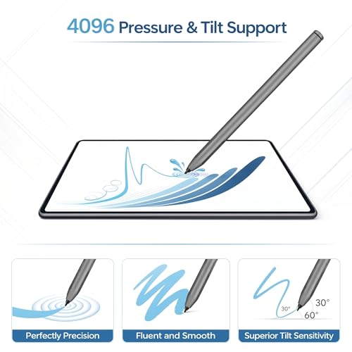 EMR Stylus Pen for Remarkable 2 / Remarkable 1, Kindle Scribe, BOOX Tablets, Battery-Free with Digital Eraser, 4096 Pressure Levels, Magnetic Pen Holder, 6 Replacement Nibs Included, Gray - style: 6 Pencil Tips-gray