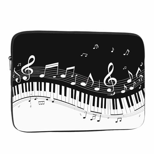 Laptop Sleeve Bag 15.4 15.6 Inch,Piano Keys with Musical Notes Black and White Protective Polyester Computer Cases Laptop Cover Briefcase Bag Tablet Travel Cover - color: LPS-018