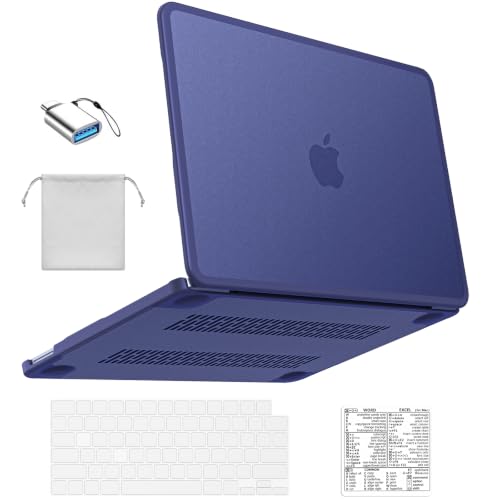 BlueSwan Anti-Crack Case for MacBook Neo 13 inch 2026, Model A3404 A18 Pro | Rugged TPU Bumper, Anti-Scratch Hard Shell Case & Keyboard Cover & Type-C & Pouch & Shortcuts Sticker - color: Frosted Indigo