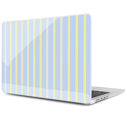 MEEgoodo Case for MacBook Pro 16 inch 2026 2024 2023 2021,Laptop Shell Compatible with M5 M4 M3 M2 M1 Pro/Max Chip,Fit Model A3429/A3428/A3403/A3186/A2991/A2780/A2485,Yellow&White Stripes - color: Yellow&White Stripes