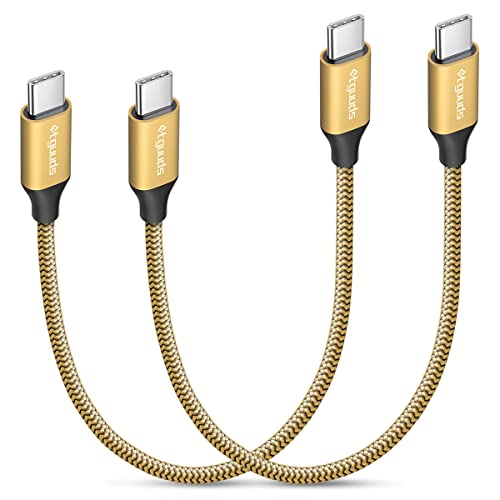 etguuds Gold USB C to USB C Cable 1ft, 2-Pack 60W USBC to USBC Cord, Type C to C Charger Cable Fast Charging for iPhone 17 16 15 Pro Max Plus Air, Samsung Galaxy S25 S24 S23, for MacBook/iPad, Pixel - color: Gold, size: 1ft