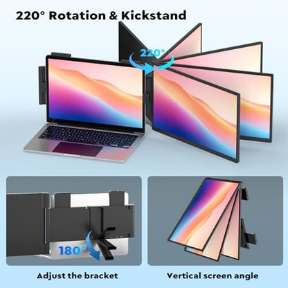 HONGO Laptop Screen Extender, 15.6" FHD 1080P Dual Monitor, Laptop Monitor Extender for 14"-16" Laptops, Second Screen with USB-C/HDMI Port, Plug n Play for Windows/Mac/Android/Switch/PS5 - style: A1-15.6" Dual