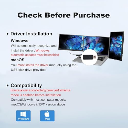 DEPGI 14" Laptop Screen Extender, 1200P FHD One Cable Connect Portable Triple Monitor, Dual Screen Monitor Fits 13"-17.3" Laptop with Stand for MacOS/Windows - style: Without Fan