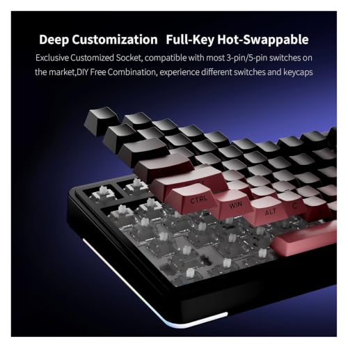 S75 PRO Mechanical Keyboard 75% Custom Layout RGB Backlight Wireless Bluetooth Gaming Keyboard with Screen Knob(Seya Switch,Gradient Dust) - color: Gradient Dust, size: Seya Switch